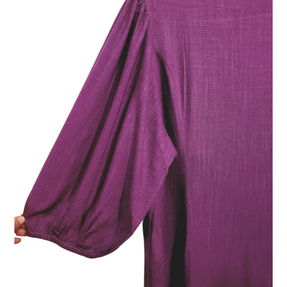 J. Jill Purple Midi Dress LP Large Short Button Front Sleeves NWT - Picture 10 of 14